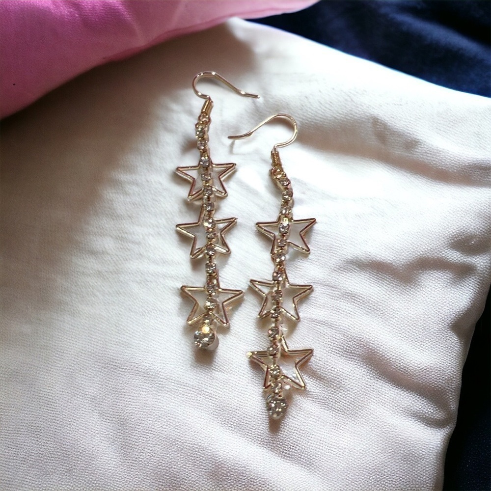 Tassel Star Rhinestone Long Chain Drop Earrings
